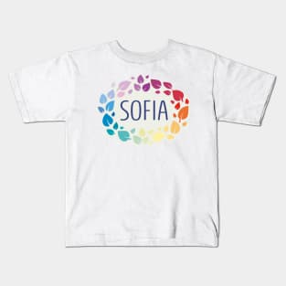 Sofia name with colorful leaves Kids T-Shirt